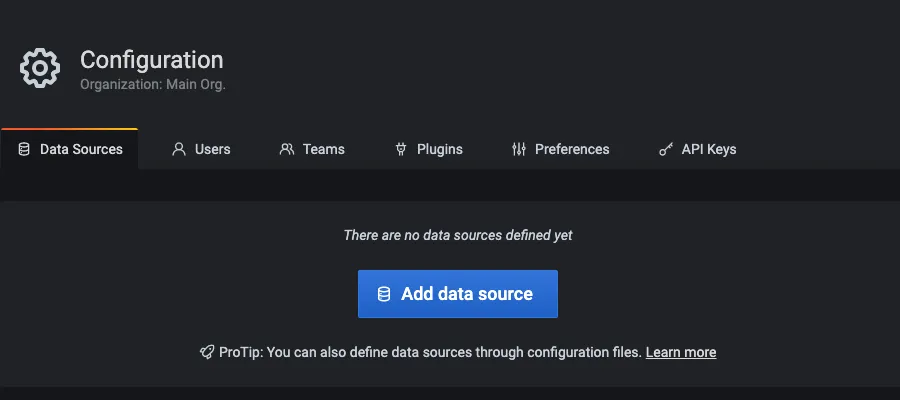 Hinzufügen der Grafana Datenquelle