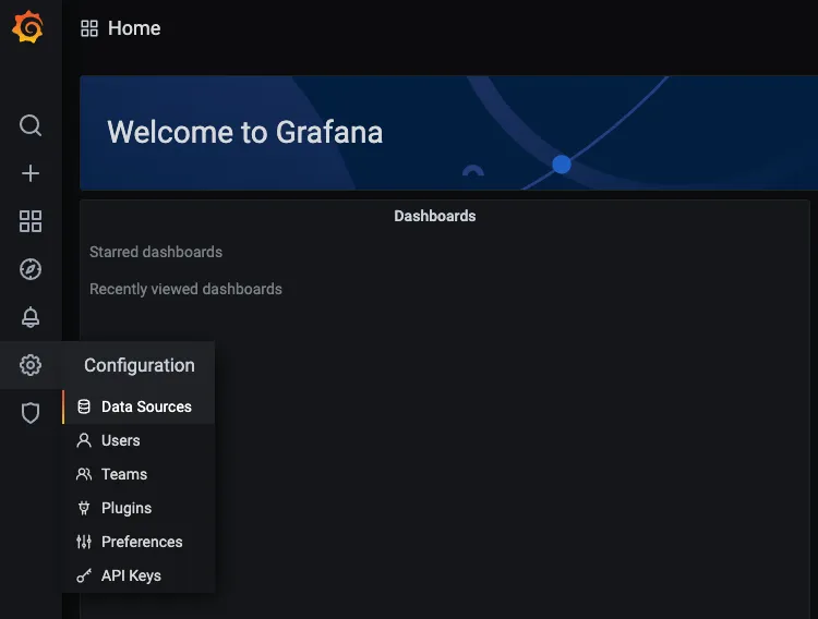 Auswahl der Datenquelle in der Grafana Configuration